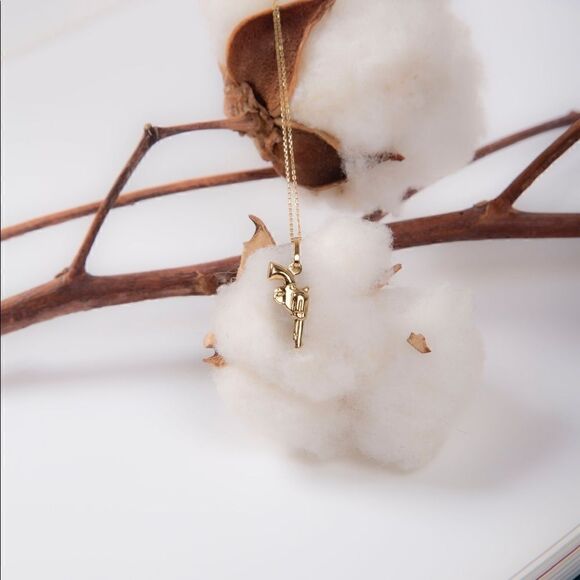 14k Real Gold Revolver Pendant | Birthday Gift | Gold Revolver Charm | Jewelry | - Picture 6 of 8